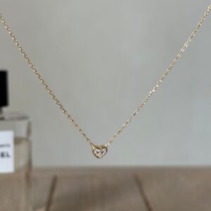 Collana microcuoricino passante zirconi gold