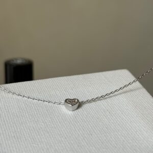 Collana microcuoricino passante zirconi argento