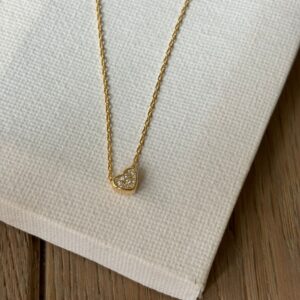 Collana microcuoricino passante zirconi gold