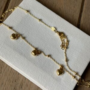 Collana tre cuoricini bombati gold