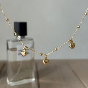 Collana tre cuoricini bombati gold