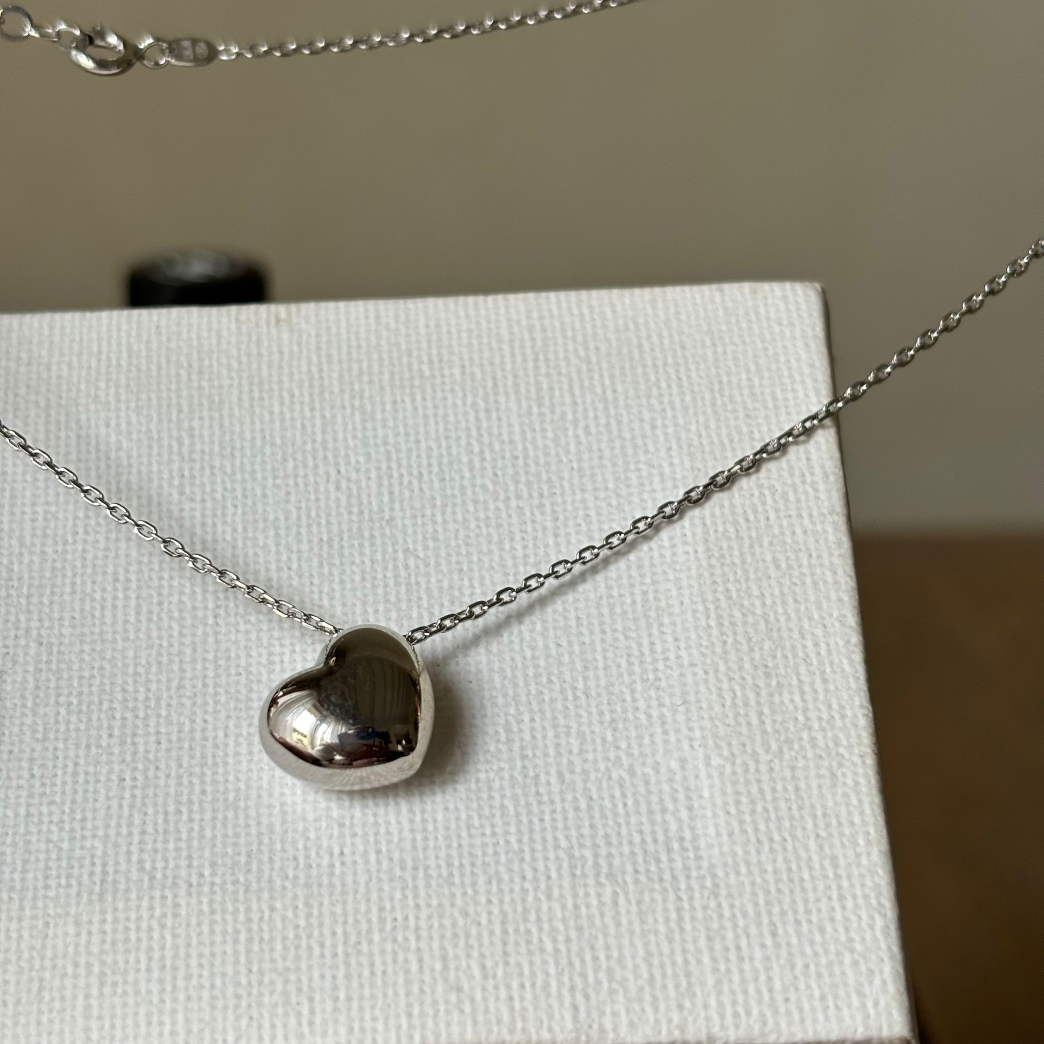 Collana Tuscany Silver Cuore Bombato – Argento 925 Su Catena Grumetta 46 Cm, Ipoallergenica