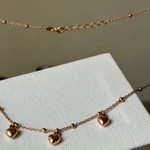 Collana tre cuoricini bombati rose'