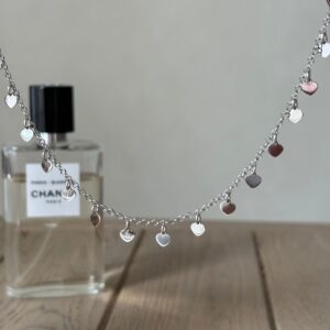 Collana multicuori liscia argento