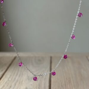 Collana argento lenticchia fucsia