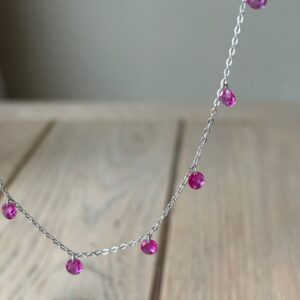 Collana argento lenticchia fucsia