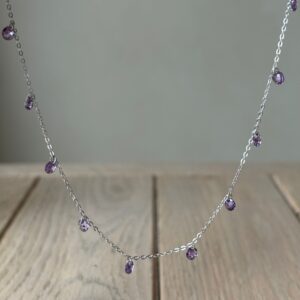 Collana argento lenticchia viola