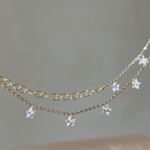 Collana gold lenticchia stelline bianca