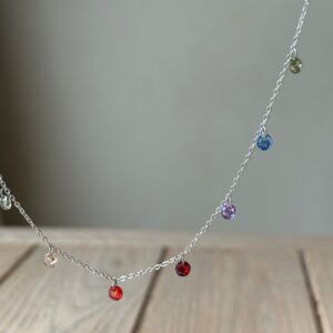 Collana argento lenticchia multicolore scura