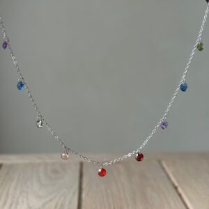 Collana argento lenticchia multicolore scura