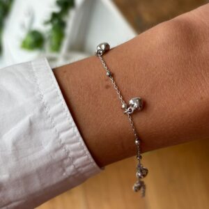 Bracciale 5 cuoricini bombati argento