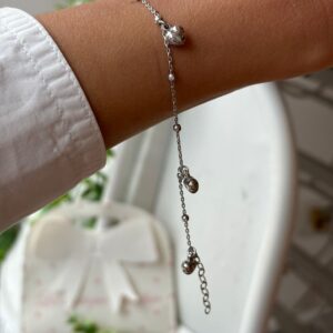 Bracciale 5 cuoricini bombati argento