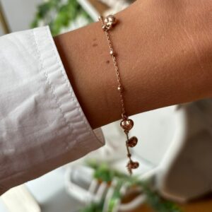 Bracciale 5 cuoricini bombati rose'