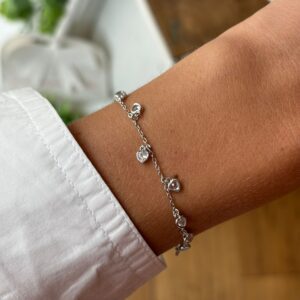 Bracciale 9 cuori zirconi argento