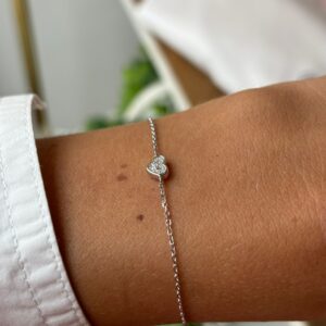 Bracciale minicuorino zirconi argento