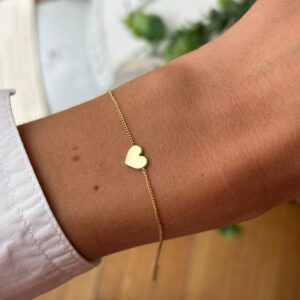 Bracciale micro groumette cuore gold