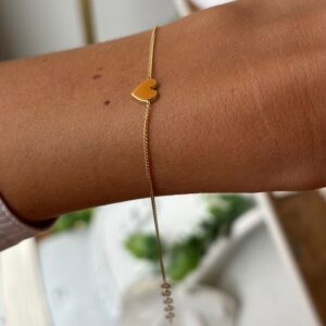 Bracciale micro groumette cuore gold