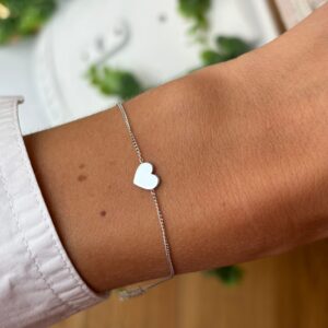 Bracciale micro groumette cuore argento