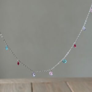 Collana argento lenticchia multicolore chiara