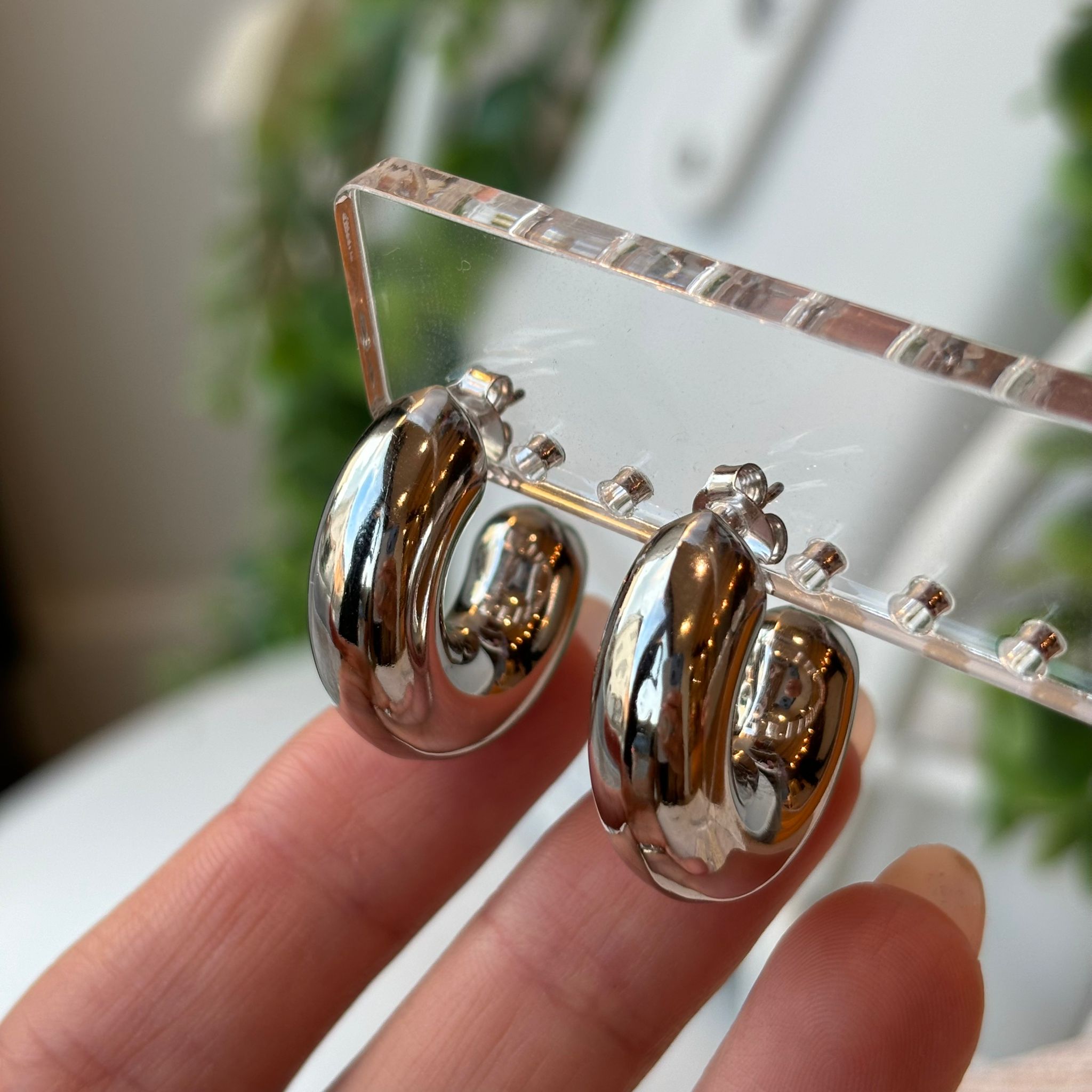 Monkimau Orecchini A Mezzaluna In Argento 925 – Fatti A Mano, Ipoallergenici, 8x7 Mm