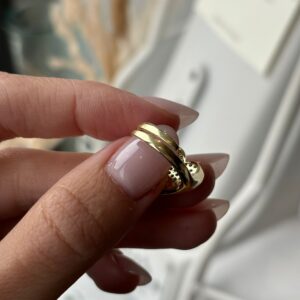 Anello grande cuore zirconi gold